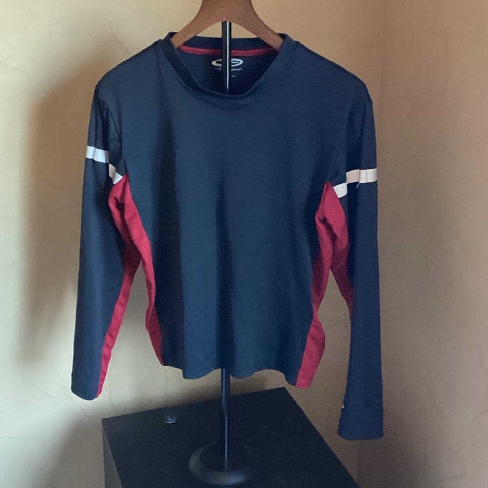 Champion Men's Navy and Red Long Sleeve Shirt